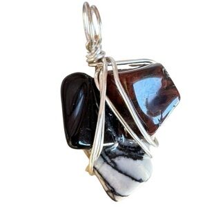 Hand crafted Artisan Pendant Genuine Natural Gemstones, handmade Wire Wrapped